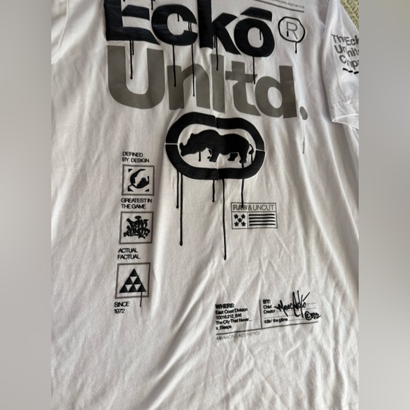 Ecko Unlimited White Tee with Black Logo and Graphic - Picture 2 of 10